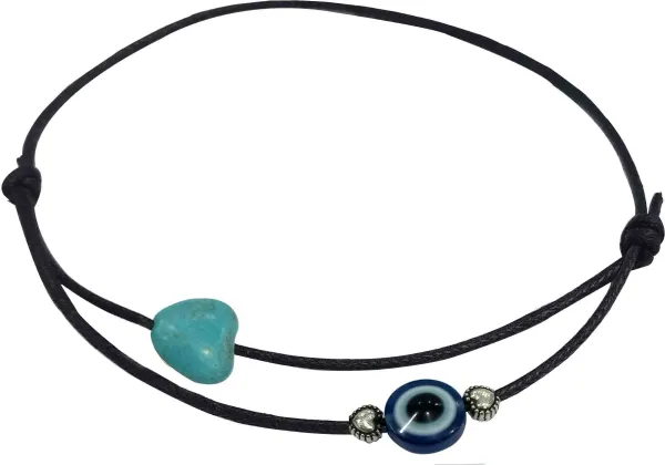 Heart_Turquoise_+_Round_Evileye_two_layer_thread_anklet_Cotton_Dori_Anklet