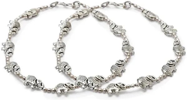 German_Antique_Oxidised_Silver_Plated_Metal_Anklets_Payal/Pazeb_Pair_for_Brass_Anklet_(Pack_of_2)
