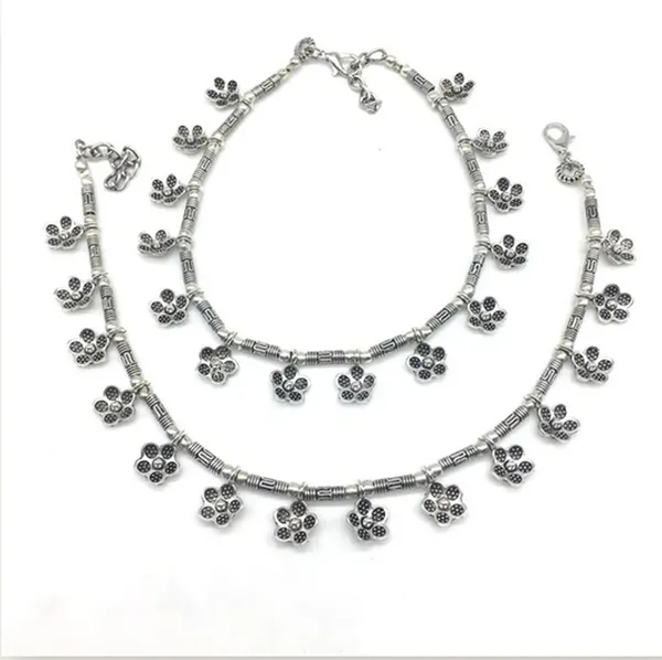 German_Antique_Oxidised_Silver_Plated_Metal_Anklets_Payal/Pazeb_Pair_for_Brass_Anklet_(Pack_of_2)