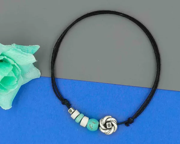 Turquoise_Beads_Black_Thread_Cotton_Dori_Anklet