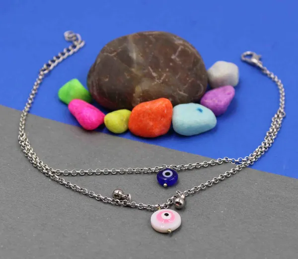 Silver_cahin_with_Evileye_beads_Anklets_for_Girls_Brass_Anklet