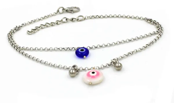 Silver_cahin_with_Evileye_beads_Anklets_for_Girls_Brass_Anklet