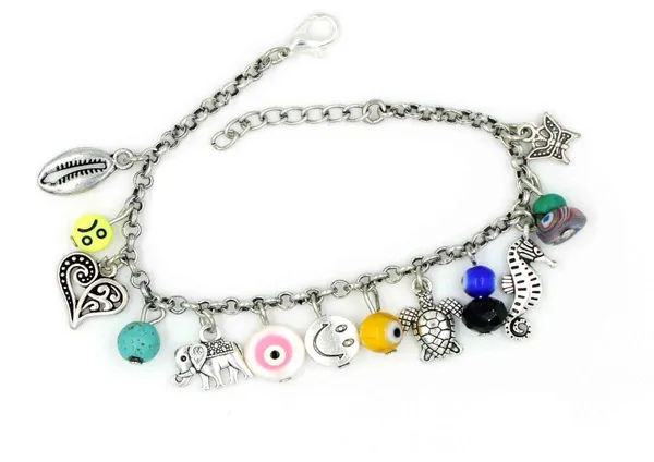 Silver_Chain_with_Turquise+_oxidised_Beads_for_Girls_Metal_Anklet_Metal_Anklet_(Pack_of_2)