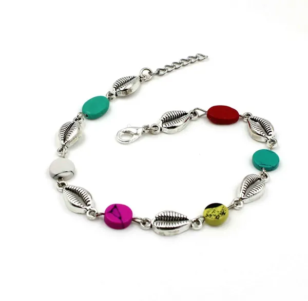 Silver_Chain_with_Turquise+_Kodi_oxidised_Beads_Anklets_Silver_Anklet