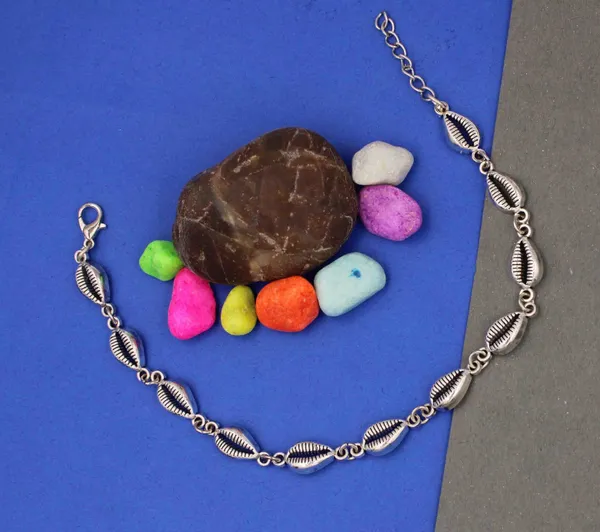 Silver_Chain_with_Turquise+_Kodi_oxidised_Beads_Anklets_Silver_Anklet