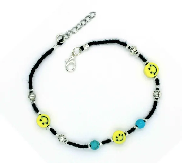 Black_Thread_Anklet_with_Turquoise_+_oxidised_+_Smily_Beads_Cotton_Dori_Anklet_Cotton_Dori_Anklet