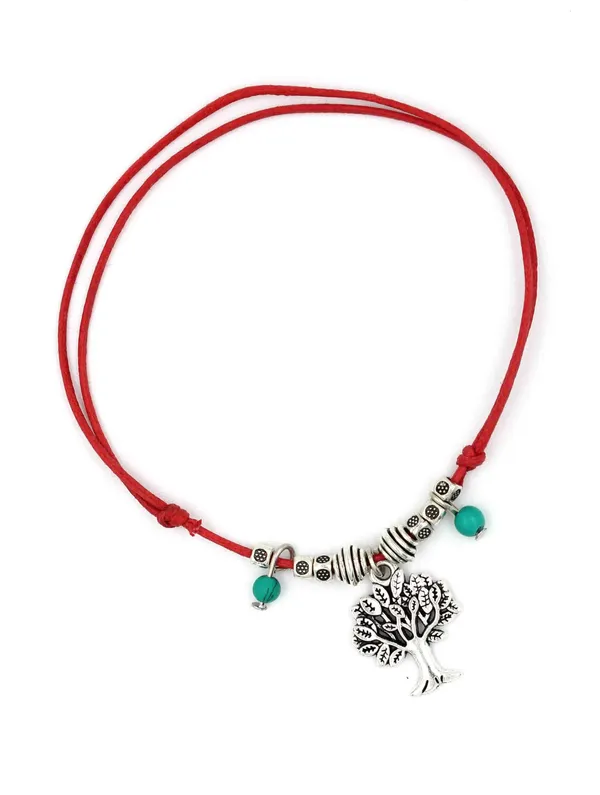 RED_Thread_christmas_TREE_anklet_/nazariya_anklet_Cotton_Dori_Anklet