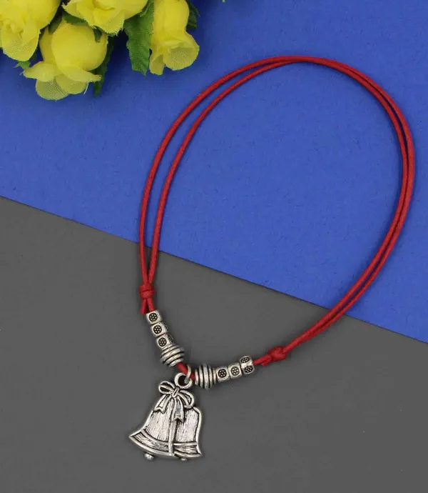 Stylish_Girls's_RED_Thread_christmas_bell_anklet_/nazariya_anklet_Cotton_Dori_Anklet