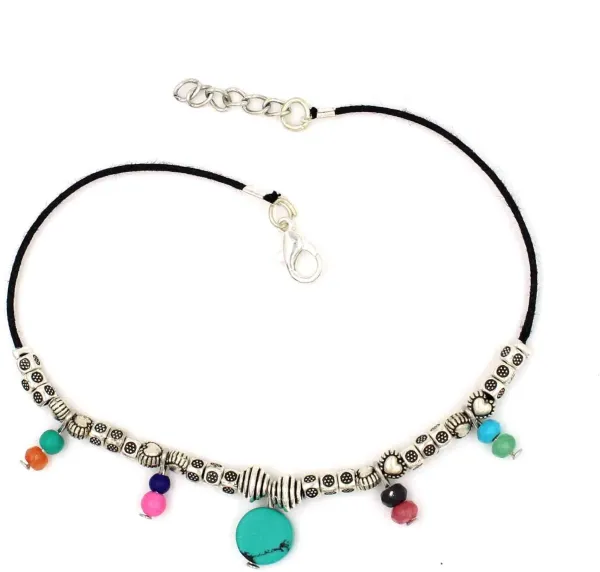 Stylish_Girls's_Black_Thread_Turquoise_anklet_/nazariya_anklet_Cotton_Dori_Anklet