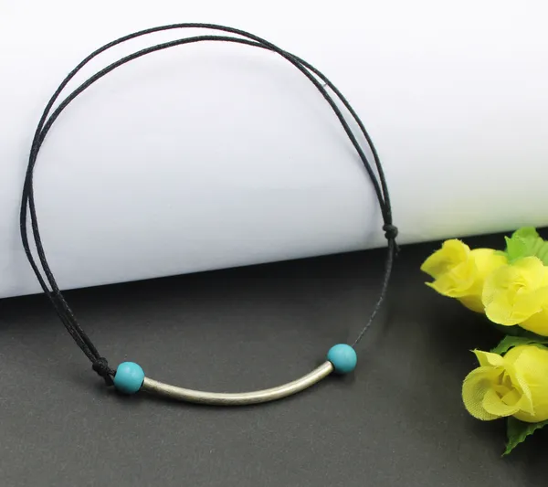 New_Black_Thread_anklet_with_Silver_pipe_and_Turquoise_beads_for_girls_and_women_Cotton_Dori_Anklet
