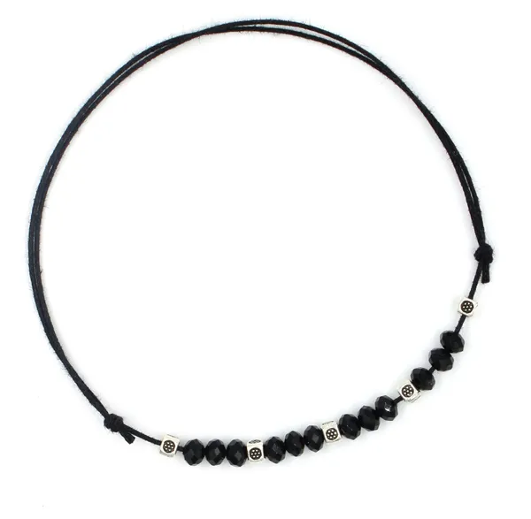 New_Black_Thread_anklet_with_OXIDISED_+_black_BATI_beads_for_girls_and_women_Cotton_Dori_Anklet