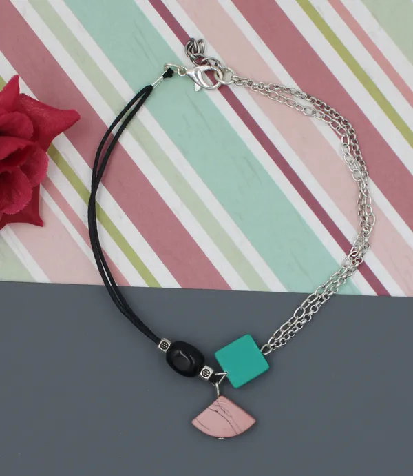 New_Black_Thread_anklet_with_OXIDISED_+_TURQUOISE_beads_for_girls_and_women_Cotton_Dori_Anklet