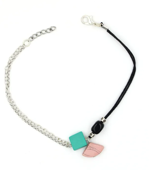 New_Black_Thread_anklet_with_OXIDISED_+_TURQUOISE_beads_for_girls_and_women_Cotton_Dori_Anklet