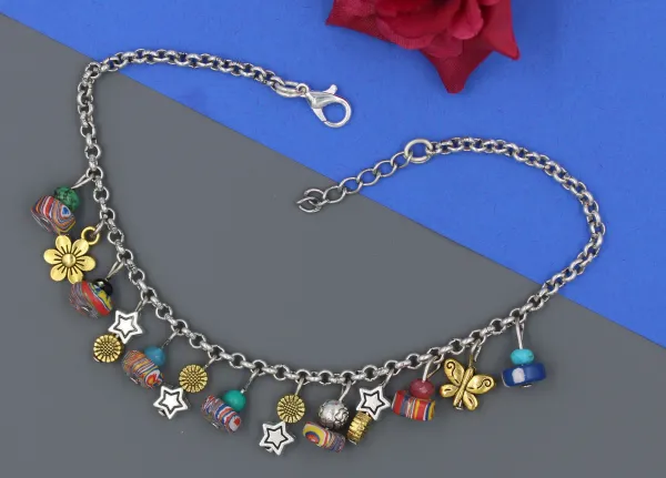 Silver_Chain_with_Turquise+_oxidised_Beads_Anklets_for_Girls_Metal_Anklet