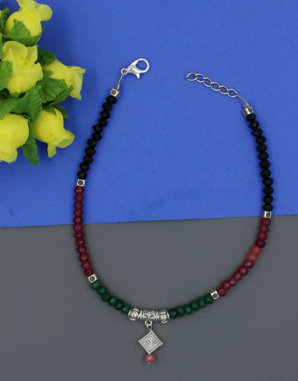 BATI_crystal_beads_Anklet_for_girls_and_women_Metal_Anklet