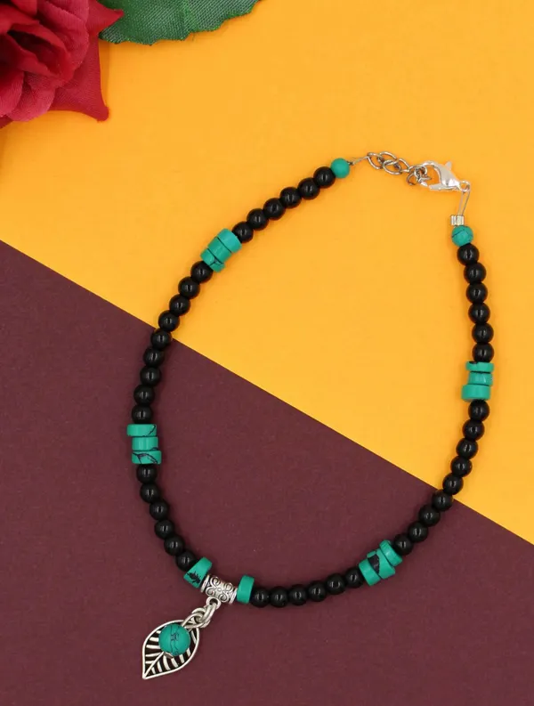 Black_beads_Anklet_for_girls_and_women_Metal_Anklet