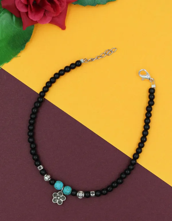 Black_beads_Anklet_for_girls_and_women_Metal_Anklet