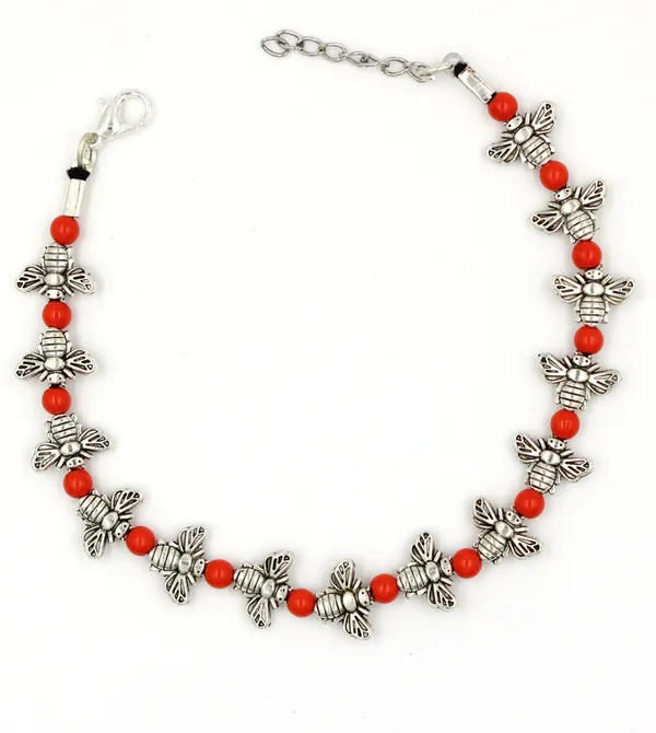 Red_crystal_and_oxidised_beads_Anklet_for_girls_and_women_Metal_Anklet