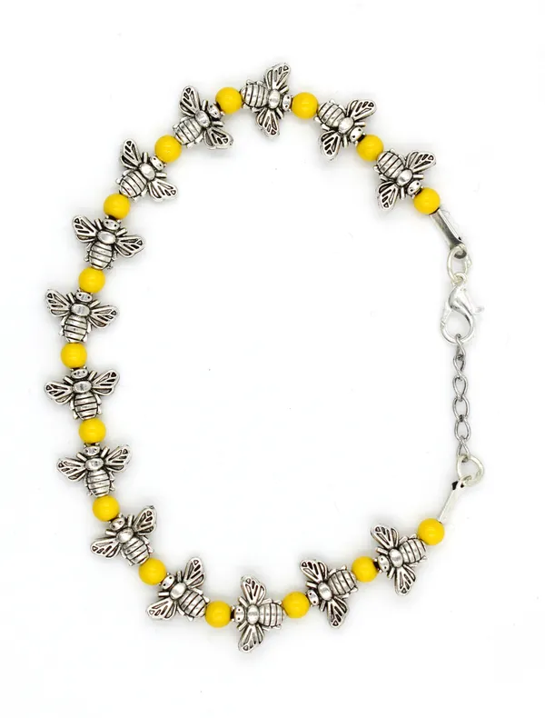 Yellow_crystal_and_oxidised_beads_Anklet_for_girls_and_women_Metal_Anklet