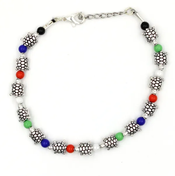 Multy_crystal_and_oxidised_beads_Anklet_for_girls_and_women_Metal_Anklet