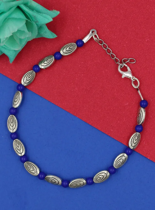 Blue_crystal_and_oxidised_beads_Anklet_for_girls_and_women_Metal_Anklet