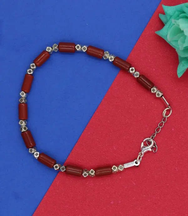 red_crystal_and_oxidised_beads_Anklet_for_girls_and_women_Metal_Anklet