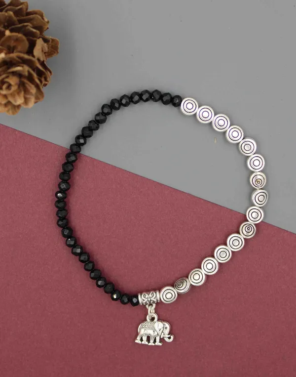 Black_Crystal_+_oxidised_beads_Stretchable_Anklet_girls_Acrylic_Anklet