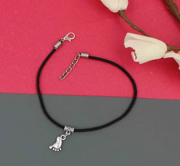 BUTERFLY_Hanging_Black_Thread_Anklet_Fabric_Anklet_Cotton_Dori_Anklet