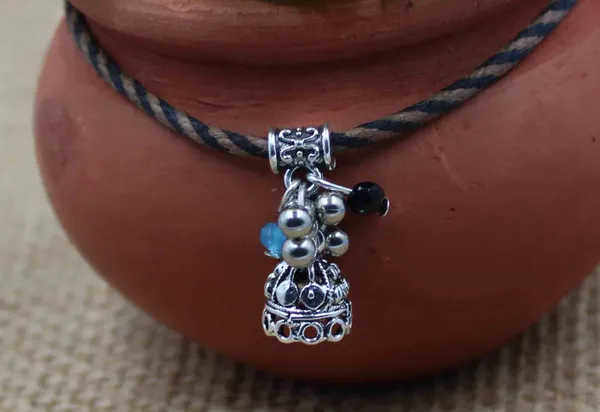 Black_and_Brown_Thread_with_Oxidised_Beads_Anklets_for_Girls/nazariya_anklet_Cotton_Dori_Anklet