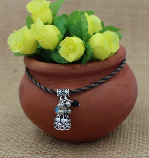 Black_and_Brown_Thread_with_Oxidised_Beads_Anklets_for_Girls/nazariya_anklet_Cotton_Dori_Anklet