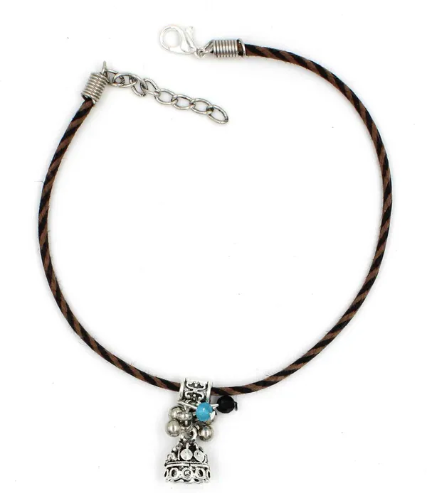 Black_and_Brown_Thread_with_Oxidised_Beads_Anklets_for_Girls/nazariya_anklet_Cotton_Dori_Anklet