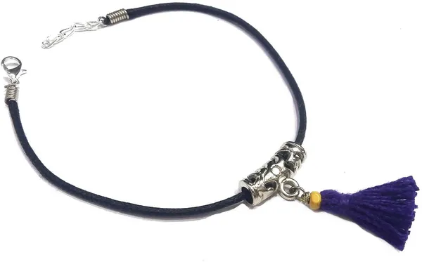 Black_thread_Oxidise_penadl_+PURPAL_TASSEL_hanging_Cotton_Dori_Anklet_Cotton_Dori_Anklet