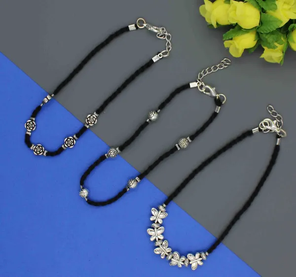 Boho_Charm_Anklet_Set___Triple_Pack_with_Butterfly___Tribal_Beads