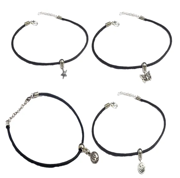 Black_Adjustable_Thread_Anklet_Set_for_Women___Girls___Pack_of_4_with_Stylish_Silver_Charms