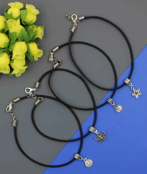 Black_Adjustable_Thread_Anklet_Set_for_Women___Girls___Pack_of_4_with_Stylish_Silver_Charms