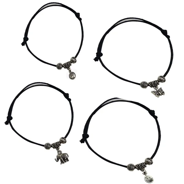 Two_layer_Thread_with_difernet_Hanging_set_of_4_Cotton_Dori_Anklet__(Pack_of_4)