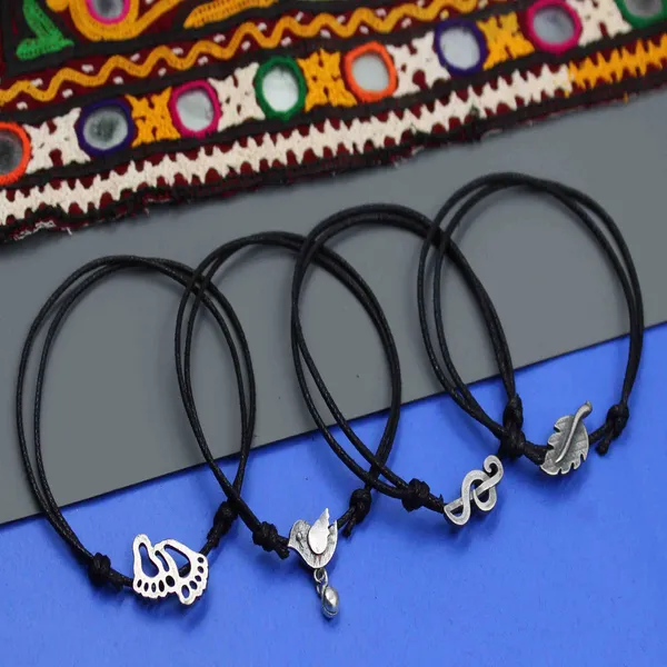 Divine_Charms_Oxidized_Black_Thread_Anklet_Set___Footprint,_Bird,_Leaf___Infinity_(Set_of_4)