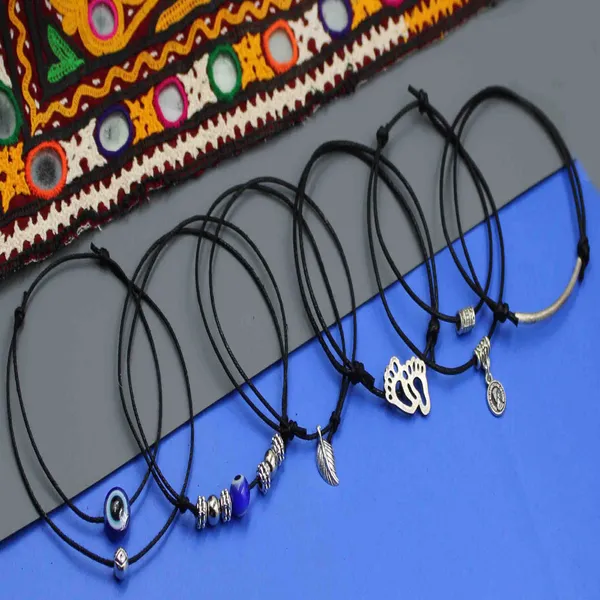 Spiritual___Trendy_Black_Thread_Anklet_Combo___Set_of_6