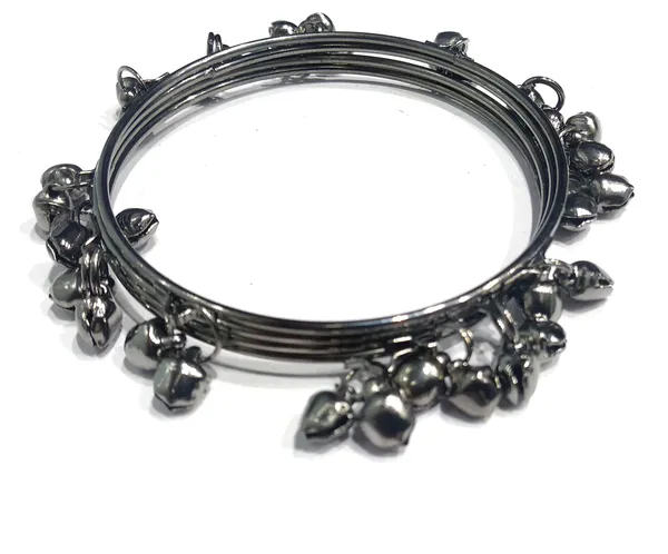Bangles_with_Ghungroo_Silver,_Golden___Black_Finish_-_Set_of_4)