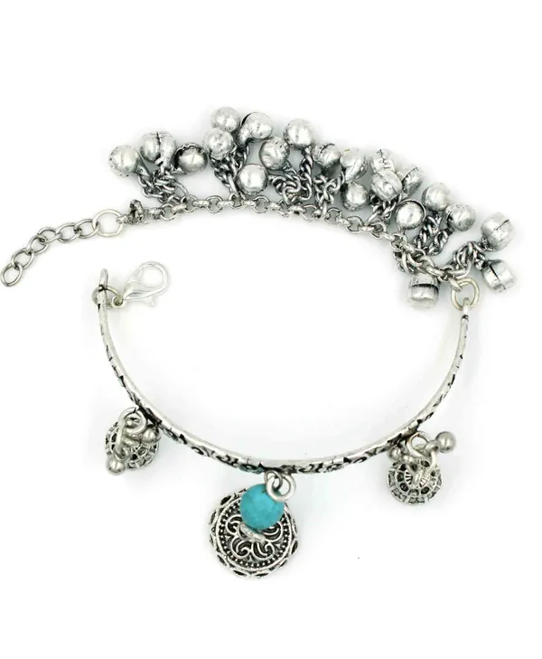 Oxidized_Floral_Engraved_Bracelet_with_Dome_Charms_and_Blue_Bead
