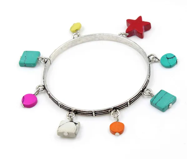 Boho_Multicolor_Charm_Bangle/_Bracelet_with_Oxidised_Finish