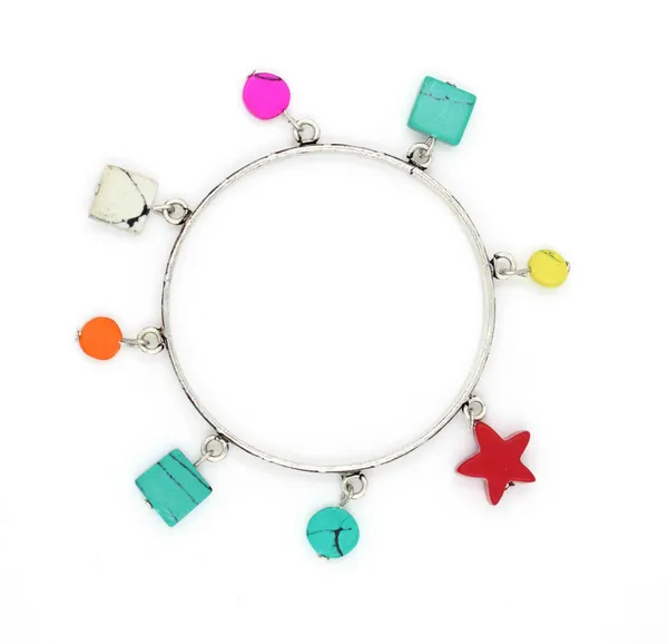Boho_Multicolor_Charm_Bangle/_Bracelet_with_Oxidised_Finish
