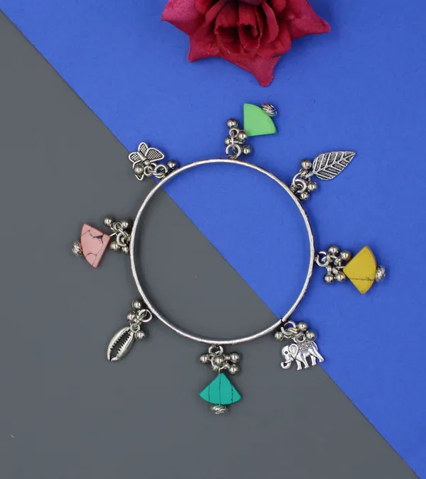 Oxidised_Silver_Charm_Bangle_with_Tribal_Motifs___Multicolor_Stones___Size_2.2_to_2.8