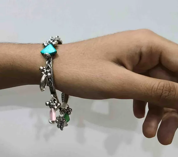 Oxidised_Silver_Charm_Bangle_with_Tribal_Motifs___Multicolor_Stones___Size_2.2_to_2.8
