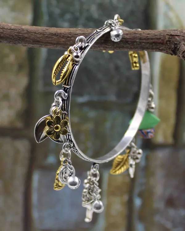 Dual-Tone_Oxidised_Charm_Bangle_with_Tribal___Spiritual_Motifs___Size_2.2_to_2.8