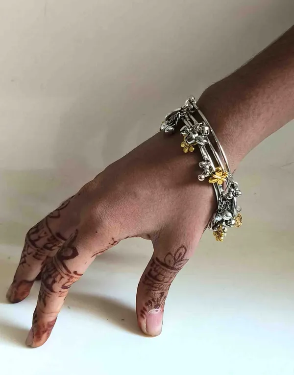 Boho_Oxidised_Charm_Bangle_with_Buddha___Ghungroo_Dual-Tone_Elegance