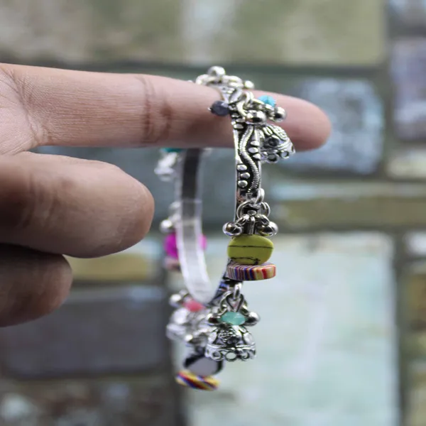 Boho_Charm_Oxidised_Bangle_with_Colorful_Beads___Silver_Jhumka_Accents