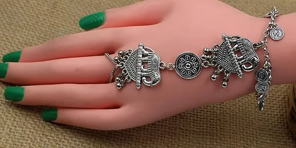 Oxidised_Ring_Bracelet_with_Elephant_Pendant_for_Women_and_Girls