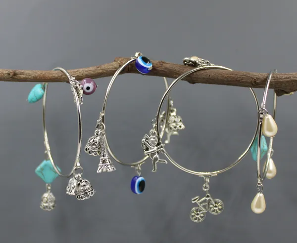 Oxidised_4_Bangles_with_Turquoise,Evileye,Gungru,Gun_Metal_Beads_Charm_Bangles_Set