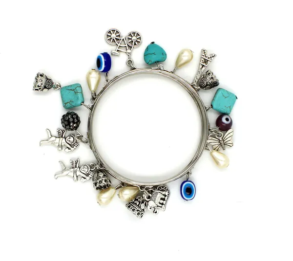 Oxidised_4_Bangles_with_Turquoise,Evileye,Gungru,Gun_Metal_Beads_Charm_Bangles_Set